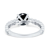 Solitaire Accent Wedding Ring Round Simulated Cubic Zirconia 925 Sterling Silver