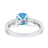 Solitaire Accent Wedding Ring Round Simulated Cubic Zirconia 925 Sterling Silver