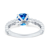 Solitaire Accent Wedding Ring Round Simulated Cubic Zirconia 925 Sterling Silver