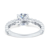Solitaire Accent Wedding Ring Round Simulated Cubic Zirconia 925 Sterling Silver