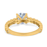 Solitaire Accent Wedding Ring Round Simulated Cubic Zirconia 925 Sterling Silver
