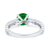 Solitaire Accent Wedding Ring Round Simulated Cubic Zirconia 925 Sterling Silver