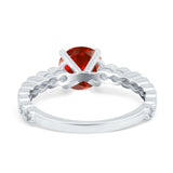 Solitaire Accent Wedding Ring Round Simulated Cubic Zirconia 925 Sterling Silver
