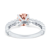 Solitaire Accent Wedding Ring Round Simulated Cubic Zirconia 925 Sterling Silver