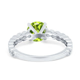 Solitaire Accent Wedding Ring Round Simulated Cubic Zirconia 925 Sterling Silver