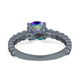 Solitaire Accent Wedding Ring Round Simulated Cubic Zirconia 925 Sterling Silver