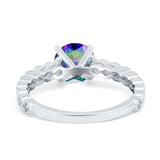 Solitaire Accent Wedding Ring Round Simulated Cubic Zirconia 925 Sterling Silver