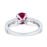 Solitaire Accent Wedding Ring Round Simulated Cubic Zirconia 925 Sterling Silver