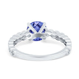 Solitaire Accent Wedding Ring Round Simulated Cubic Zirconia 925 Sterling Silver