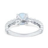 Solitaire Accent Wedding Ring Round Simulated Cubic Zirconia 925 Sterling Silver