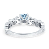 Filigree Art Deco Wedding Ring Round Simulated Cubic Zirconia 925 Sterling Silver