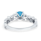 Filigree Art Deco Wedding Ring Round Simulated Cubic Zirconia 925 Sterling Silver