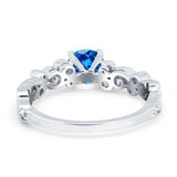 Filigree Art Deco Wedding Ring Round Simulated Cubic Zirconia 925 Sterling Silver