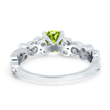 Filigree Art Deco Wedding Ring Round Simulated Cubic Zirconia 925 Sterling Silver