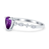 Teardrop Wedding Ring Simulated Cubic Zirconia 925 Sterling Silver
