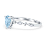 Teardrop Wedding Ring Simulated Cubic Zirconia 925 Sterling Silver