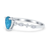 Teardrop Wedding Ring Simulated Cubic Zirconia 925 Sterling Silver
