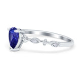 Teardrop Wedding Ring Simulated Cubic Zirconia 925 Sterling Silver