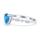 Teardrop Wedding Ring Simulated Cubic Zirconia 925 Sterling Silver