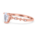 Teardrop Wedding Ring Simulated Cubic Zirconia 925 Sterling Silver