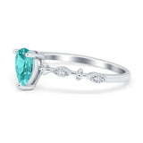 Teardrop Wedding Ring Simulated Cubic Zirconia 925 Sterling Silver