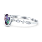 Teardrop Wedding Ring Simulated Cubic Zirconia 925 Sterling Silver