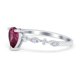 Teardrop Wedding Ring Simulated Cubic Zirconia 925 Sterling Silver