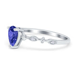 Teardrop Wedding Ring Simulated Cubic Zirconia 925 Sterling Silver
