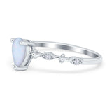 Teardrop Wedding Ring Simulated Cubic Zirconia 925 Sterling Silver