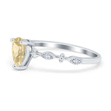 Teardrop Wedding Ring Simulated Cubic Zirconia 925 Sterling Silver