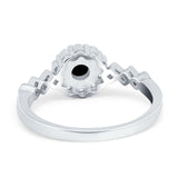 Vintage Style Engagement Ring Round Simulated Cubic Zirconia 925 Sterling Silver