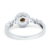 Vintage Style Engagement Ring Round Simulated Cubic Zirconia 925 Sterling Silver