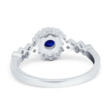 Vintage Style Engagement Ring Round Simulated Cubic Zirconia 925 Sterling Silver