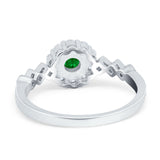 Vintage Style Engagement Ring Round Simulated Cubic Zirconia 925 Sterling Silver