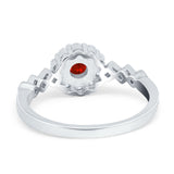 Vintage Style Engagement Ring Round Simulated Cubic Zirconia 925 Sterling Silver