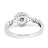 Vintage Style Engagement Ring Round Simulated Cubic Zirconia 925 Sterling Silver