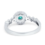 Vintage Style Engagement Ring Round Simulated Cubic Zirconia 925 Sterling Silver