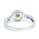 Vintage Style Engagement Ring Round Simulated Cubic Zirconia 925 Sterling Silver