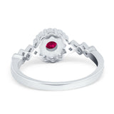 Vintage Style Engagement Ring Round Simulated Cubic Zirconia 925 Sterling Silver