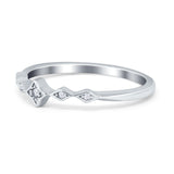 Petite Dainty Wedding Ring Round Eternity Simulated CZ 925 Sterling Silver