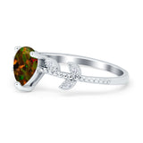 Teardrop Engagement Ring Pear Simulated Cubic Zirconia 925 Sterling Silver