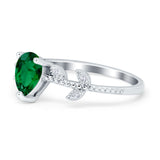 Teardrop Engagement Ring Pear Simulated Cubic Zirconia 925 Sterling Silver