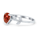 Teardrop Engagement Ring Pear Simulated Cubic Zirconia 925 Sterling Silver