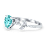 Teardrop Engagement Ring Pear Simulated Cubic Zirconia 925 Sterling Silver