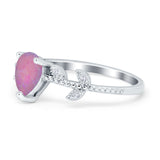 Teardrop Engagement Ring Pear Simulated Cubic Zirconia 925 Sterling Silver