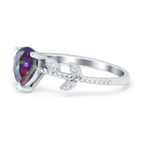 Teardrop Engagement Ring Pear Simulated Cubic Zirconia 925 Sterling Silver