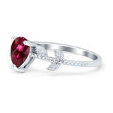 Teardrop Engagement Ring Pear Simulated Cubic Zirconia 925 Sterling Silver