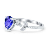 Teardrop Engagement Ring Pear Simulated Cubic Zirconia 925 Sterling Silver