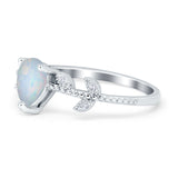 Teardrop Engagement Ring Pear Simulated Cubic Zirconia 925 Sterling Silver