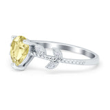 Teardrop Engagement Ring Pear Simulated Cubic Zirconia 925 Sterling Silver